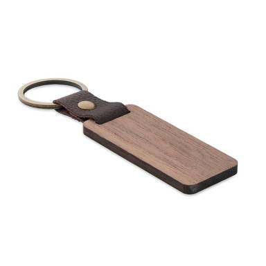 NAWKEY Sleutelhanger notenhout en PU