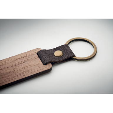 NAWKEY Sleutelhanger notenhout en PU