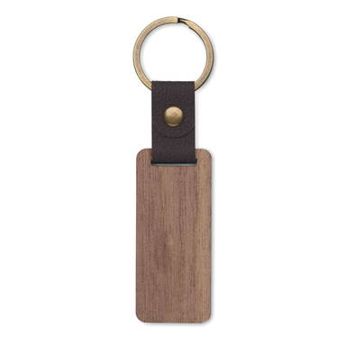 NAWKEY Sleutelhanger notenhout en PU