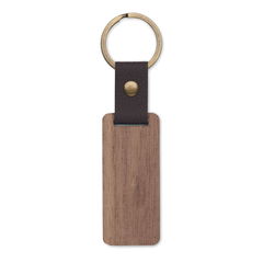 NAWKEY Sleutelhanger notenhout en PU