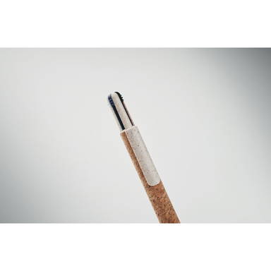 4-Farben-Kugelschreiber mit Kork - Beige