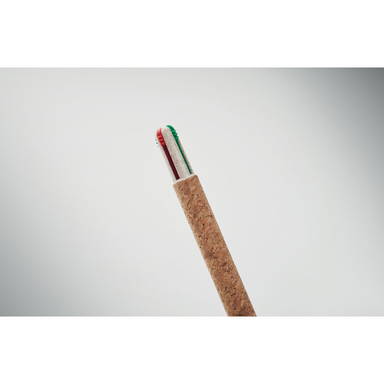 4-Farben-Kugelschreiber mit Kork - Beige