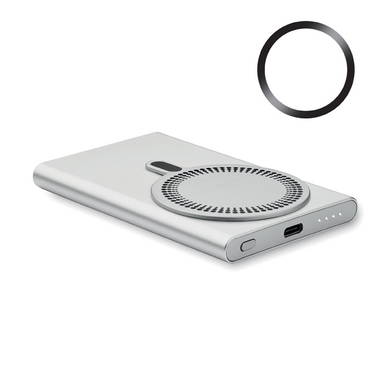 Draadloze oplader powerbank 5.000 mAh - Mat zilver