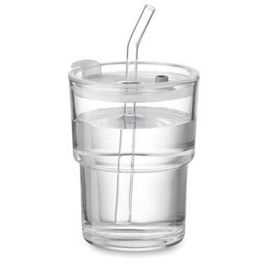 SIP Glazen beker met rietje 400ml