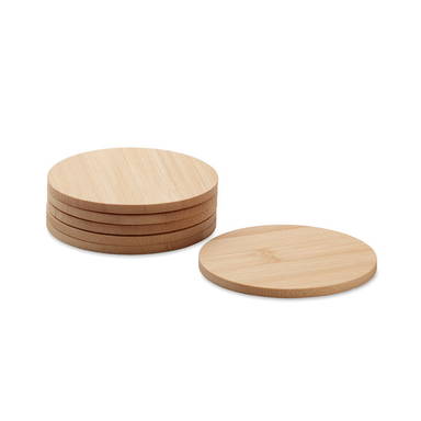 BAYIN SET Set van 6 bamboe onderzetters