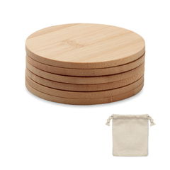 BAYIN SET Set van 6 bamboe onderzetters