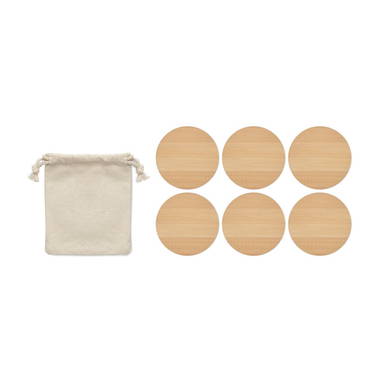 BAYIN SET Set van 6 bamboe onderzetters