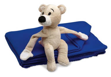 Manta de forro polar 120 x 80 cm con oso - Azul