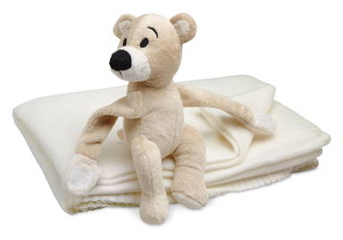 Manta de forro polar 120 x 80 cm con oso - Blanco