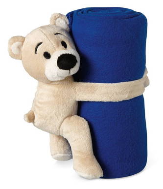 Manta de forro polar 120 x 80 cm con oso - Azul