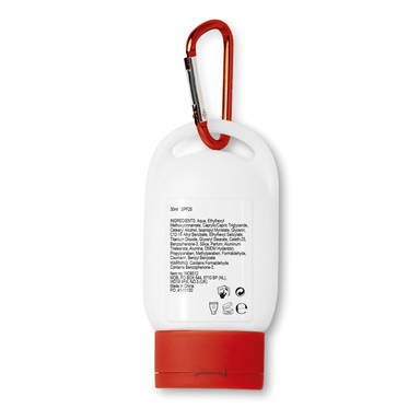 Tube zonnebrandcrème met haak | Factor 25 | 30 ml - Rood