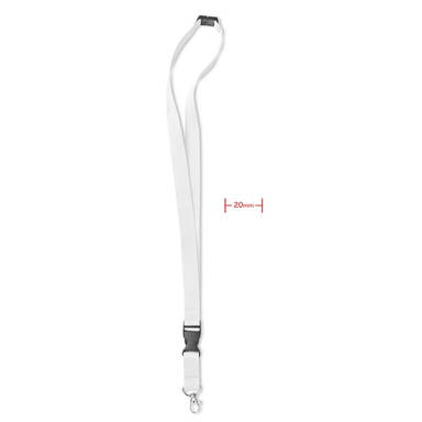 Polyester lanyard met veiligheidssluiting en buckle | 20 mm - Wit