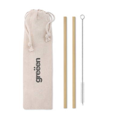 NATURAL STRAW Bamboo rietjes en borstel set