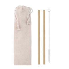 NATURAL STRAW Bamboo rietjes en borstel set