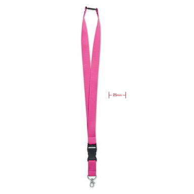 Brede polyester lanyard met veiligheidssluiting en buckle | 25 mm - Fuchsia