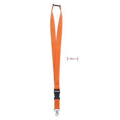Brede polyester lanyard met veiligheidssluiting en buckle | 25 mm - Oranje