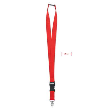 Brede polyester lanyard met veiligheidssluiting en buckle | 25 mm - Rood