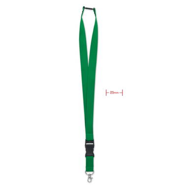 Brede polyester lanyard met veiligheidssluiting en buckle | 25 mm - Groen