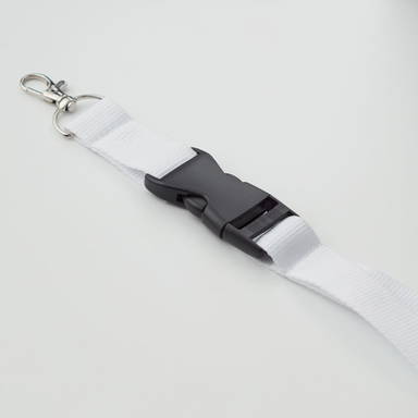 Brede polyester lanyard met veiligheidssluiting en buckle | 25 mm - Wit