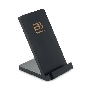 Draadloze bamboe oplaadstation - Zwart