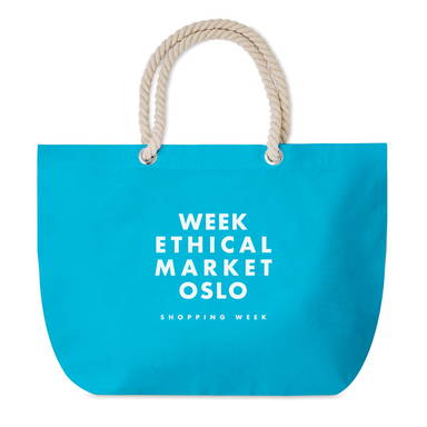 Strandtas met touw handvatten | 220 grams | 55 x 15 x 39 cm - Turquoise