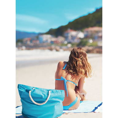 Strandtas met touw handvatten | 220 grams | 55 x 15 x 39 cm - Turquoise