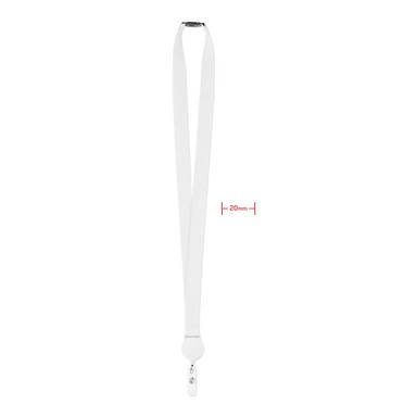 Polyester lanyard met uitrekbare badgehouder | 20 mm - Wit