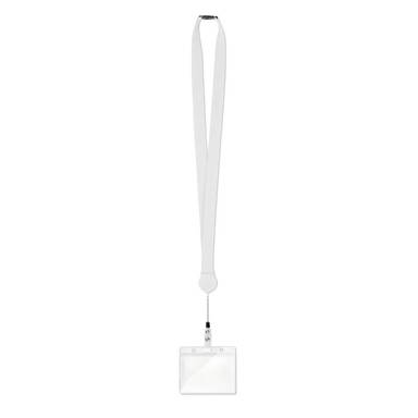 Polyester lanyard met uitrekbare badgehouder | 20 mm - Wit