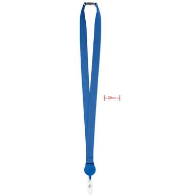 Polyester lanyard met uitrekbare badgehouder | 20 mm - Royal blauw