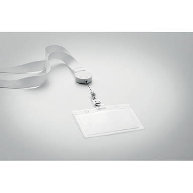 Polyester lanyard met uitrekbare badgehouder | 20 mm - Wit