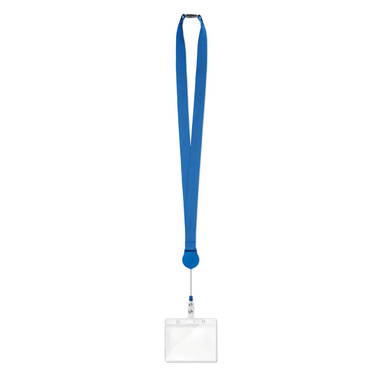 Polyester lanyard met uitrekbare badgehouder | 20 mm - Royal blauw