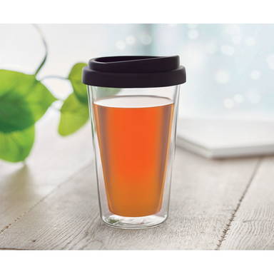 BIELO TUMBLER Dubbelwandig glas met deksel