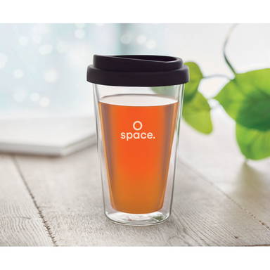 BIELO TUMBLER Dubbelwandig glas met deksel