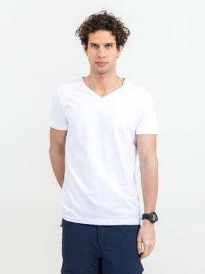 T-shirt col V Printer Heavy Hommes 2264024 - Blanc