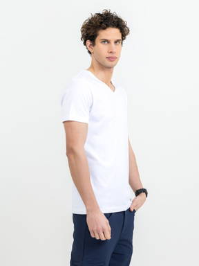 T-shirt col V Printer Heavy Hommes 2264024 - Blanc