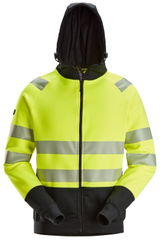 Snickers High-Vis Klasse 2, Kapuzenpullover mit Reißverschluss 2839