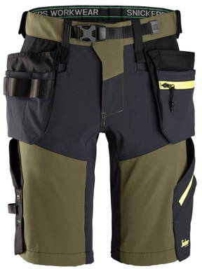 Snickers FlexiWork, Softshell Stretch Korte Werkbroek+ met Holsterzakken 6140