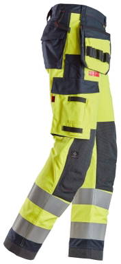 Snickers ProtecWork, Werkbroek met Holsterzakken en Symmetrische Zakken, High-Vis Klasse 2 6261