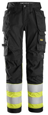 Snickers High-Vis, Klasse 1 Dames Stretch Werkbroek met Holsterzakken 6734