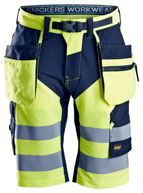 Snickers FlexiWork, High-Vis Korte Broek+ met Holsterzakken Klasse 1 6933