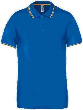 Polo classique avec contraste - Bleu royal clair/jaune/blanc