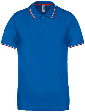 Polo classique avec contraste - Bleu royal clair / rouge / blanc
