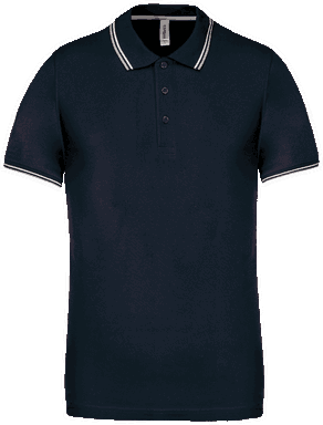 Polo classique avec contraste - Bleu marine / gris clair / blanc