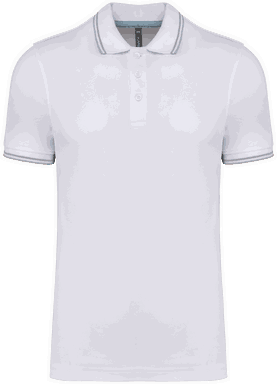Polo classique avec contraste - Blanc / bleu ciel / gris clair