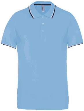 Polo classique avec contraste - Bleu ciel / bleu marine / blanc