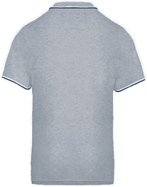 Polo classique avec contraste - Gris chiné / bleu marine / blanc