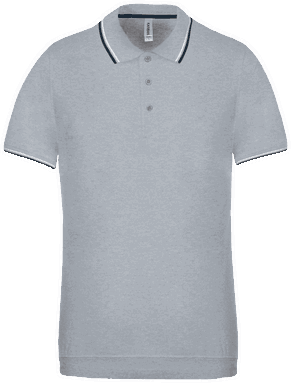 Polo classique avec contraste - Gris chiné / bleu marine / blanc