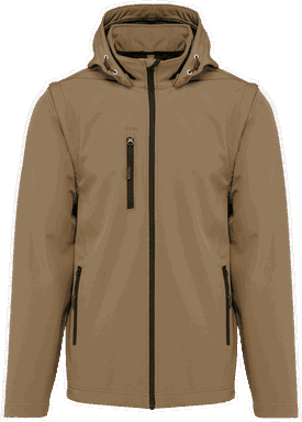 Basis softshell jas met afneembare capuchon en afneembare mouwen - Camel