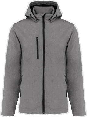 Basis softshell jas met afneembare capuchon en afneembare mouwen - Marl grey