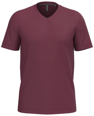 Klassisches T-Shirt mit V-Ausschnitt - Weinrot